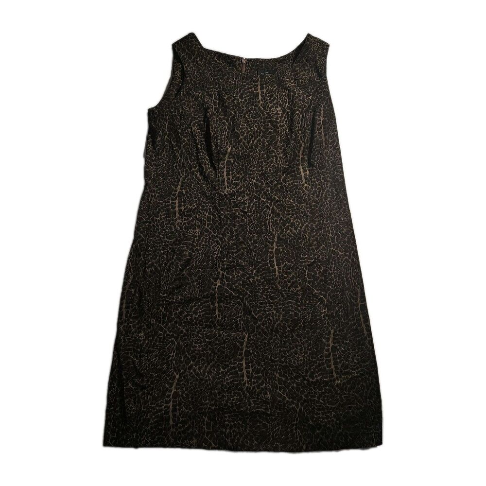 Vintage Leopard Print Midi Dress Pencil Bodycon Sleeveless Size 6 Petite